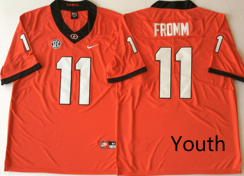 Youth Georgia Bulldogs #11 Fromm Red Nike NCAA Jerseys